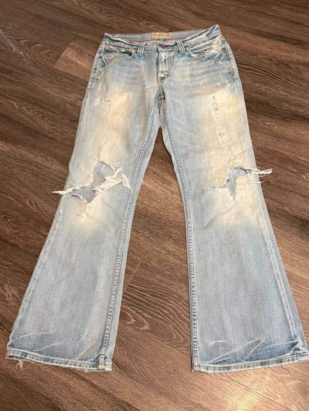 BKE Alec Men's Distressed Bootcut Jeans Light Wash